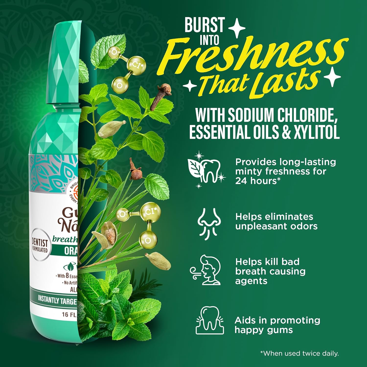 Thumbnail 4 de GuruNanda Fresh Breath Mouthwash 16 oz 🦷