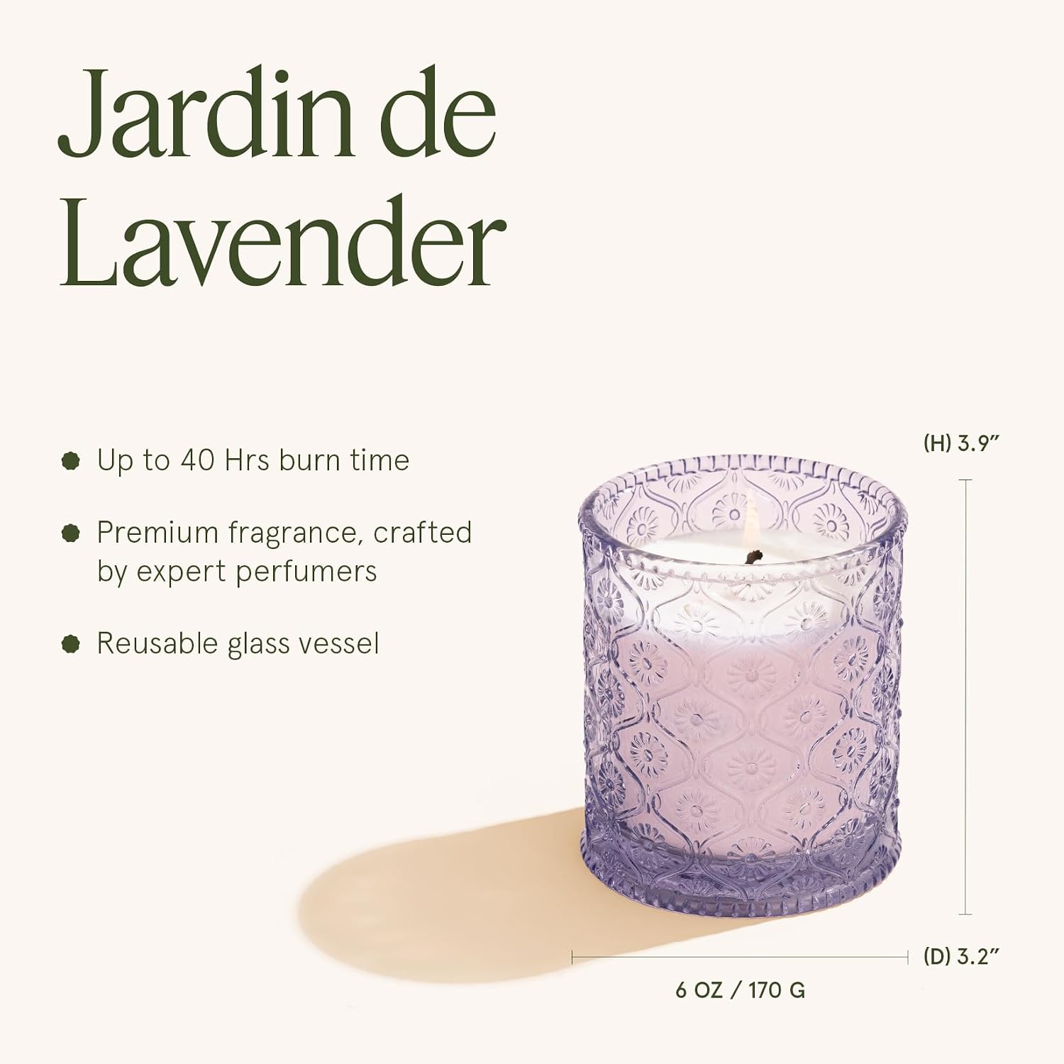 Thumbnail 4 de LA JOLIE MUSE Lavender Lilac Fresh Scented Candle — 6 oz Soy Wax, 40 Hr Burn Time