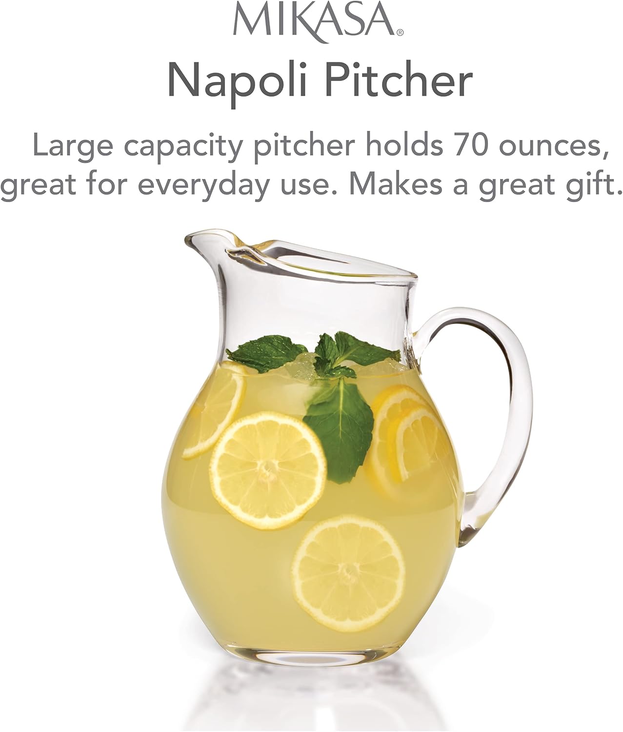 Thumbnail 1 de Mikasa Napoli Clear Glass Beverage Pitcher (70 oz) for Water, Iced Tea, and Cocktails