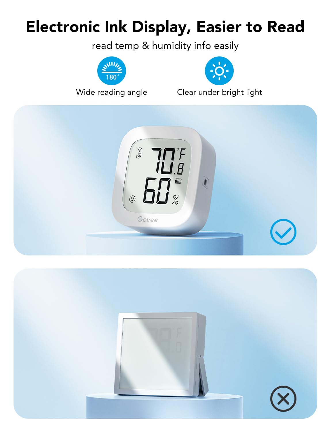 Detalle de Govee H5103 WiFi Thermometer Hygrometer 3-Pack with E-Ink Display and Alerts