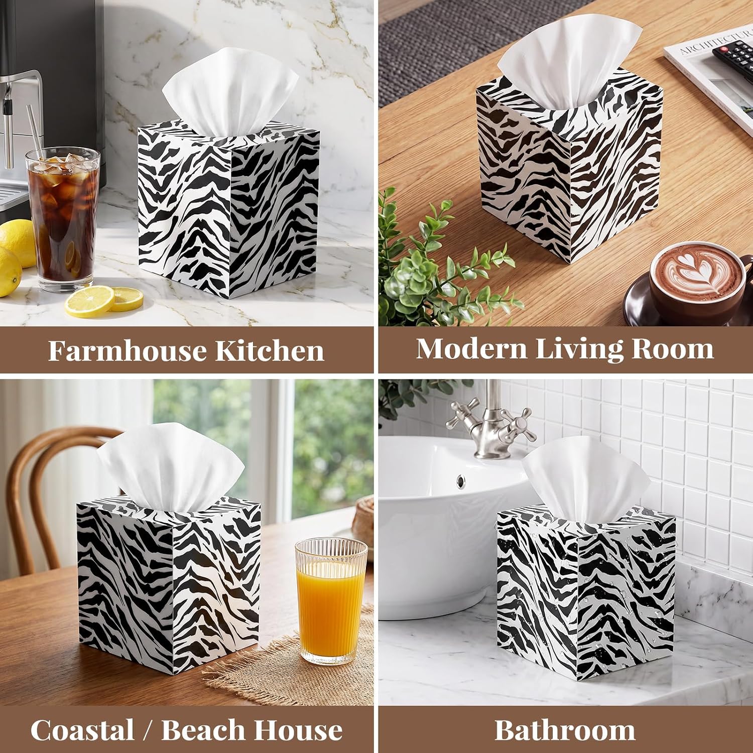 Thumbnail 6 de Square Tissue Box Cover, Zebra Print