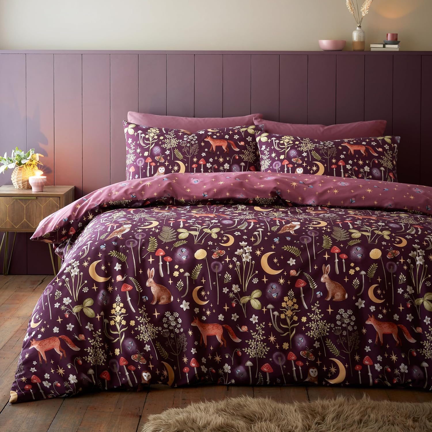 Thumbnail 6 de Catherine Lansfield Enchanted Twilight Animals reversible king duvet cover set
