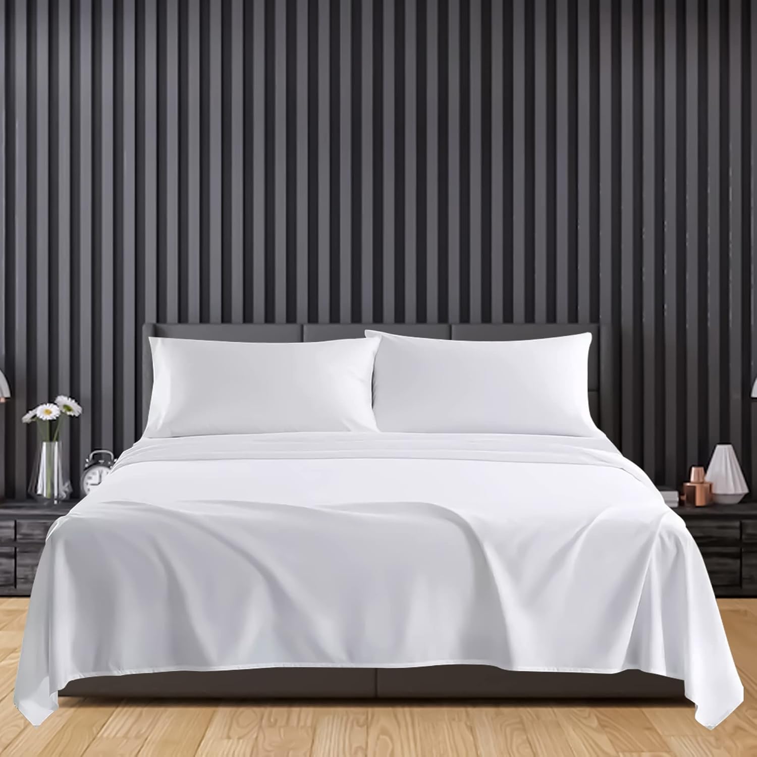 Detalle de Sunshine Comforts Egyptian Cotton Flat Sheet (Double, 240 x 254 cm): Breathable, Hypoallergenic and Durable