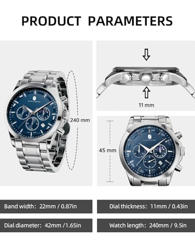 Detalle 2 de BENYAR Reloj Cronógrafo de Hombre con Fecha, 50M, Acero Inoxidable