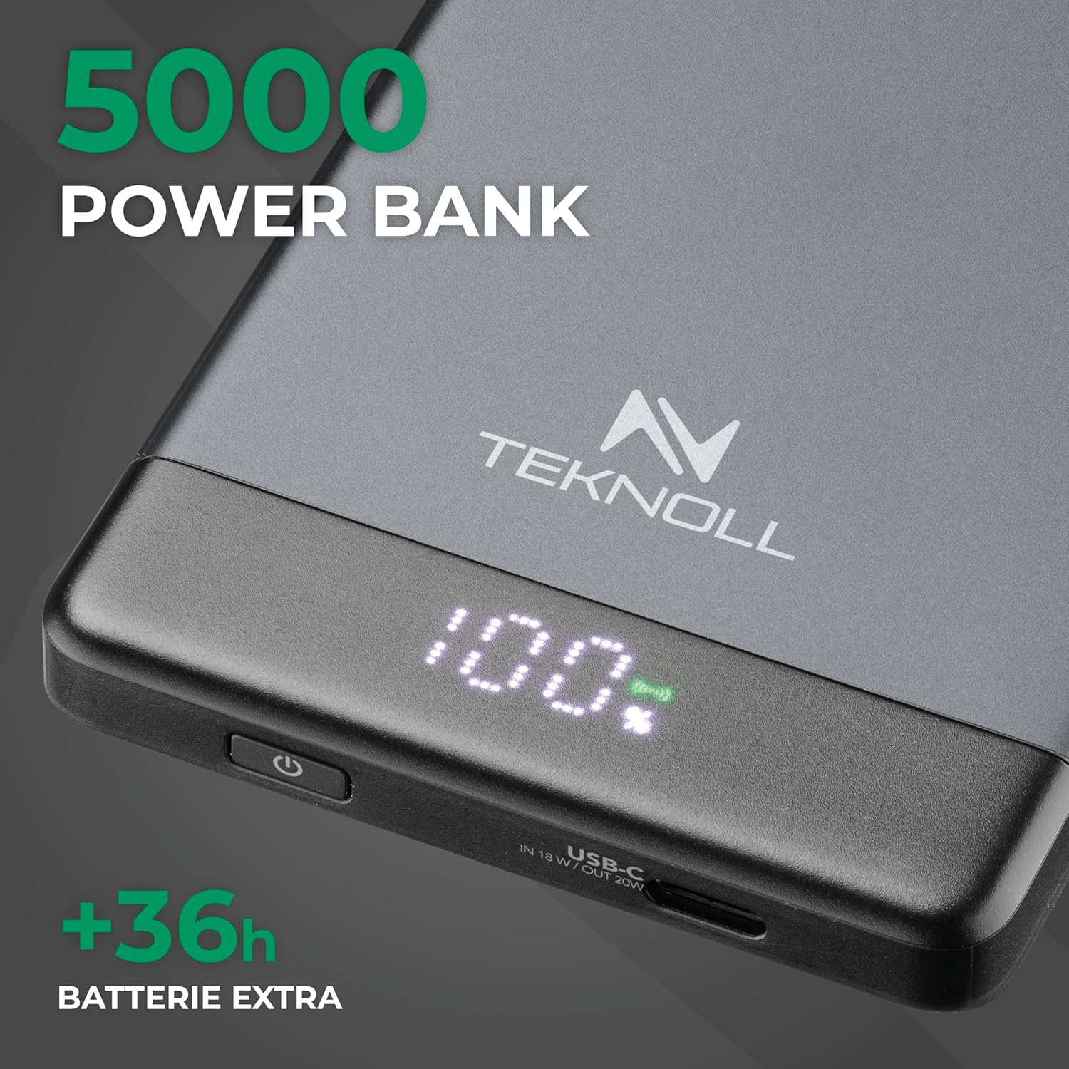 Thumbnail 2 de Teknoll Power Bank 5000 mAh MagSafe : charge MagSafe sans fil jusqu’à 10 W, USB‑C PD 20 W avec écran LED