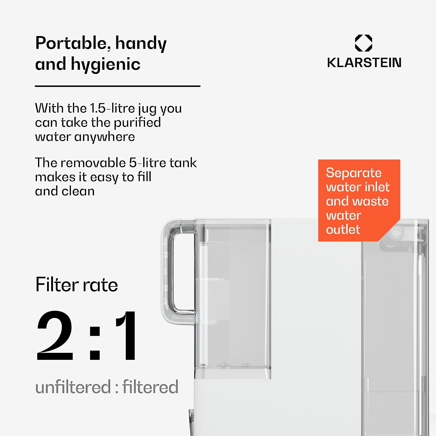 Detalle 2 de Klarstein 4060656533631 VitalPour Reverse Osmosis Filter, 5-Stage, 5L Tank