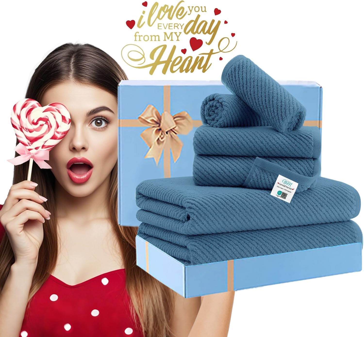 Thumbnail 5 de VOOVA & MOVAS Blue Towel Set 6-piece, 30"x56" 🧻