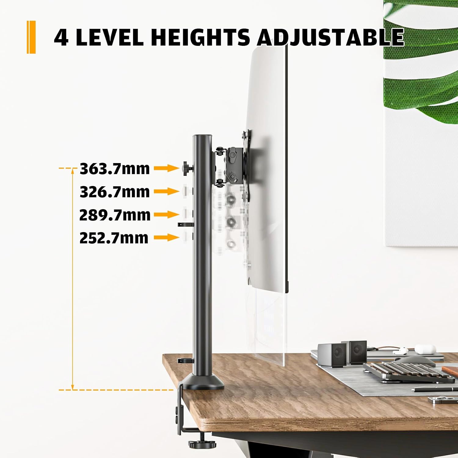 Thumbnail 4 de Hemudu Monitorträger für Einzeltisch – höhenverstellbar, schwenkbar & drehbar für 13 bis 32 Zoll, bis 35 kg, schwarz