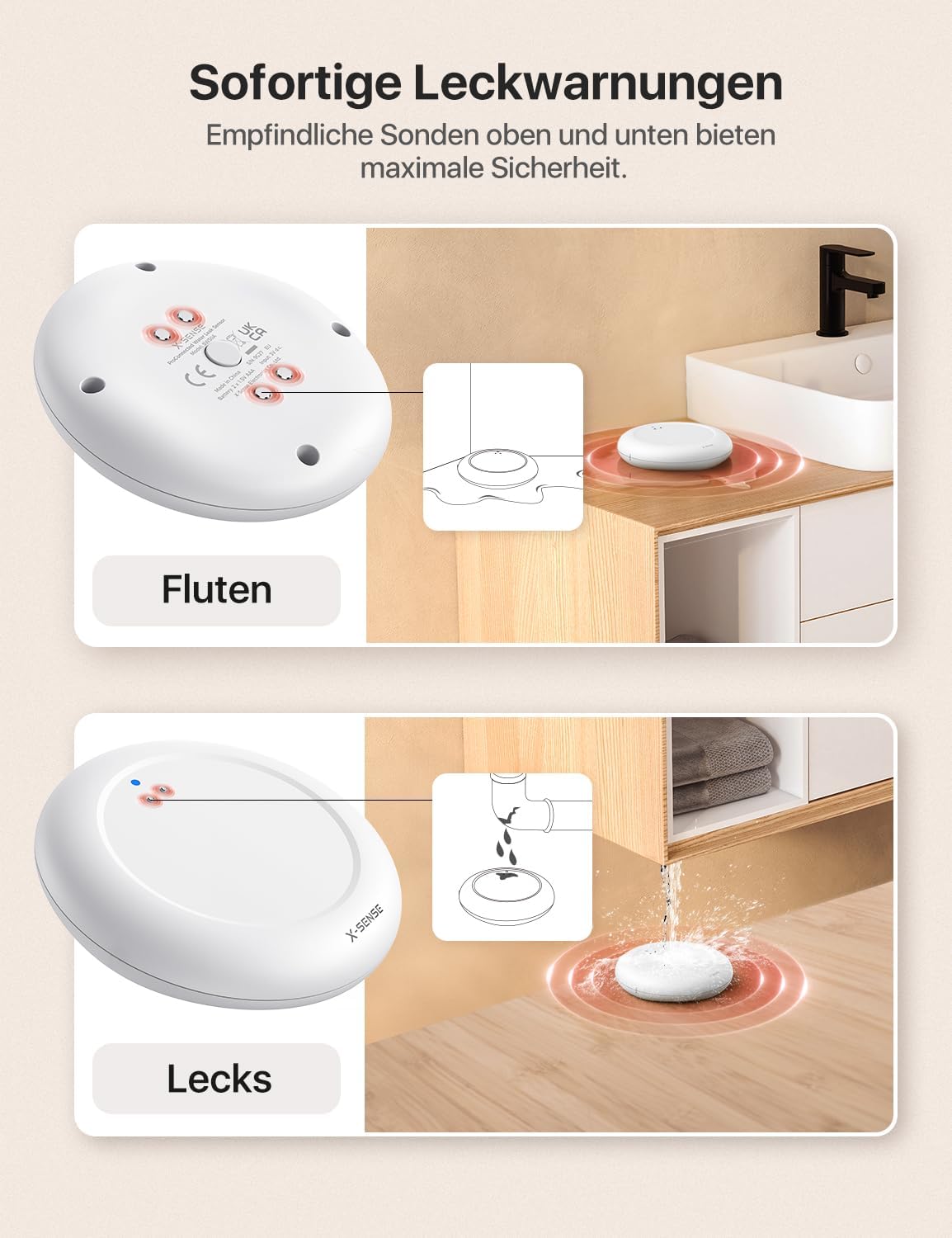 Thumbnail 1 de X-Sense SWS0A Wassermelder 3er Set 🚨