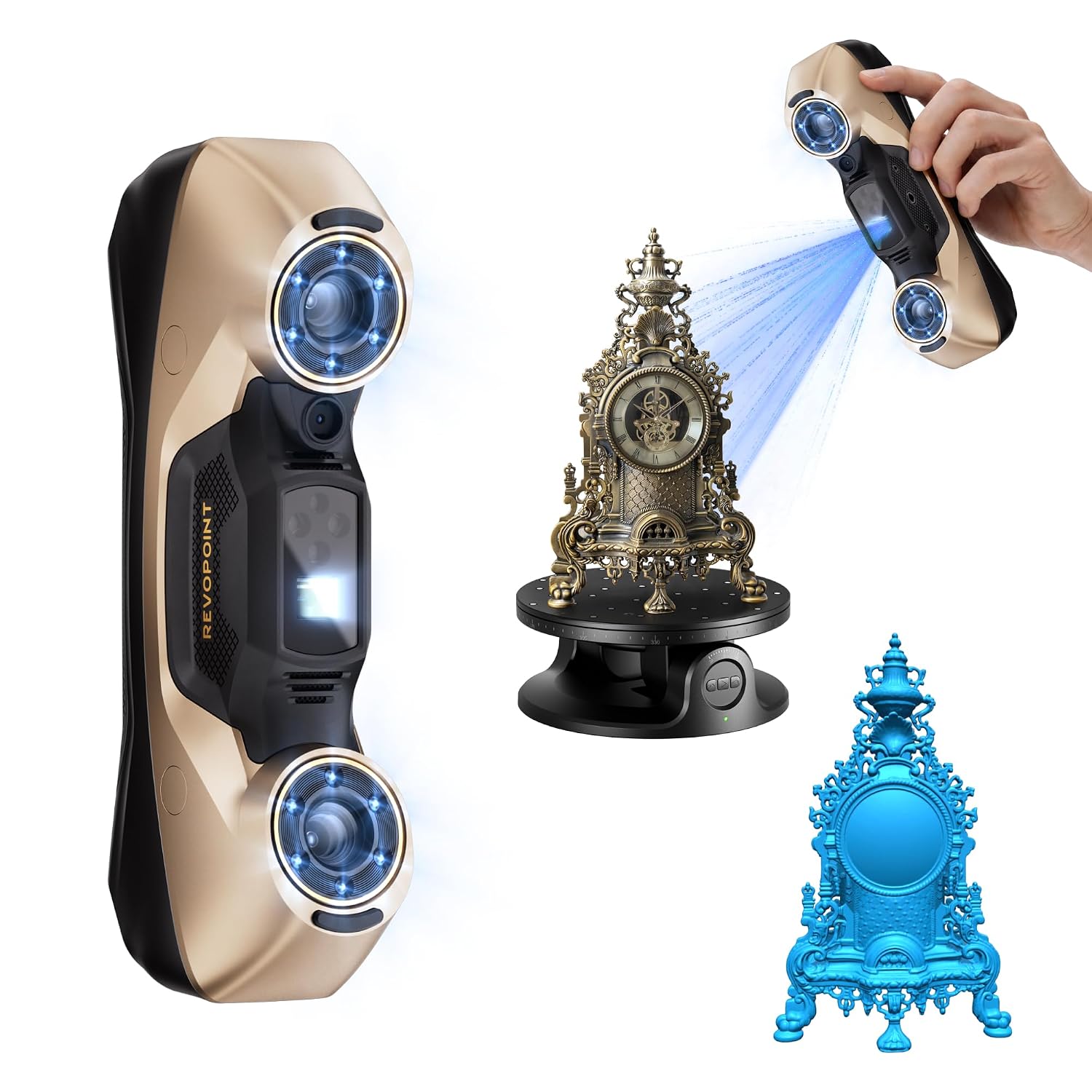Detalle de Revopoint MetroY Ultra 3D Scanner with Blue Laser, Structured Light and Wi-Fi 6