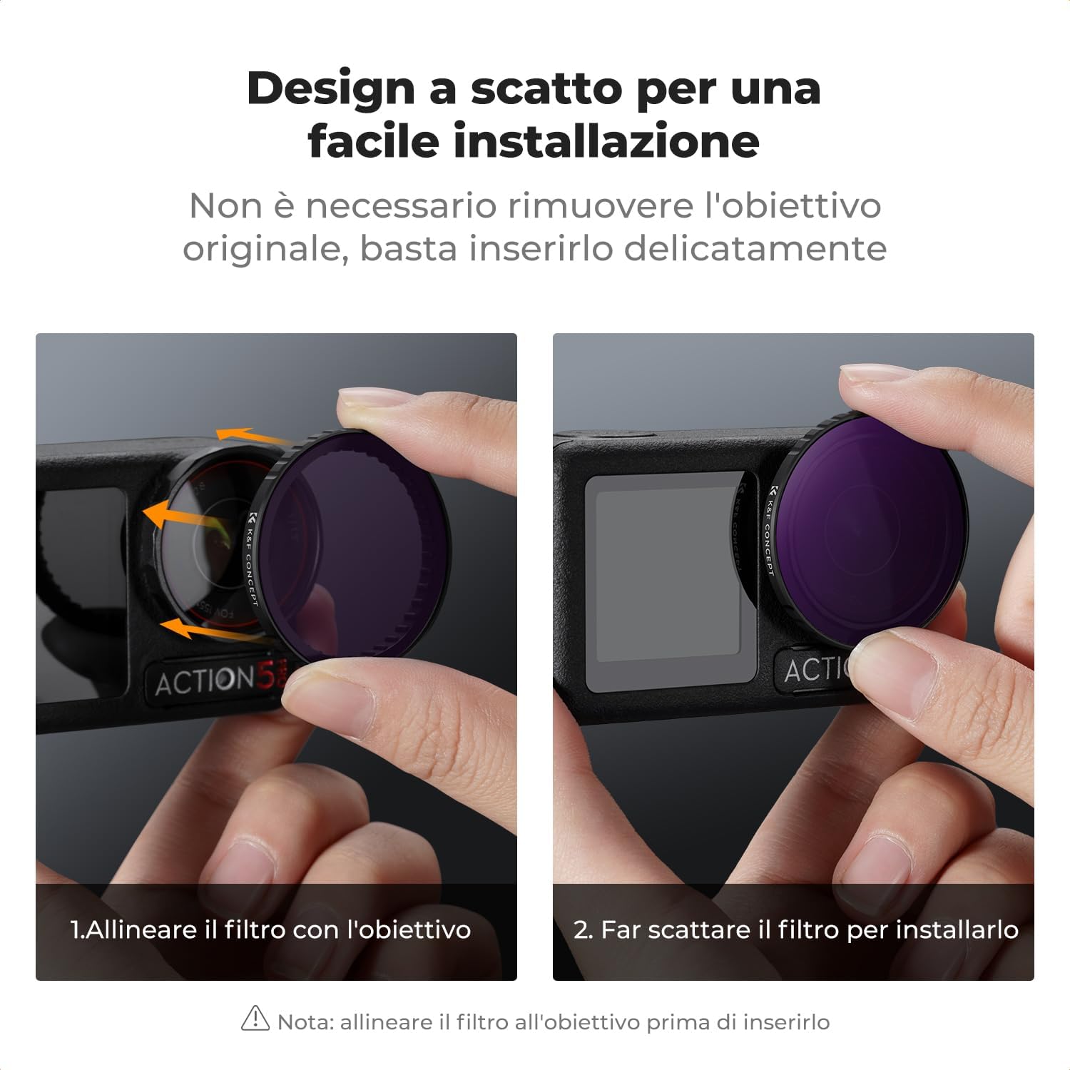 Thumbnail 6 de K&F CONCEPT 4 Pezzi Set di Filtri ND per DJI Osmo Action 5 Pro/Action 4/3
