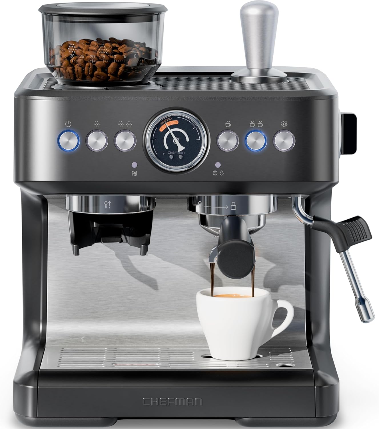 Detalle de Chefman Crema Deluxe Espresso Machine 30️⃣