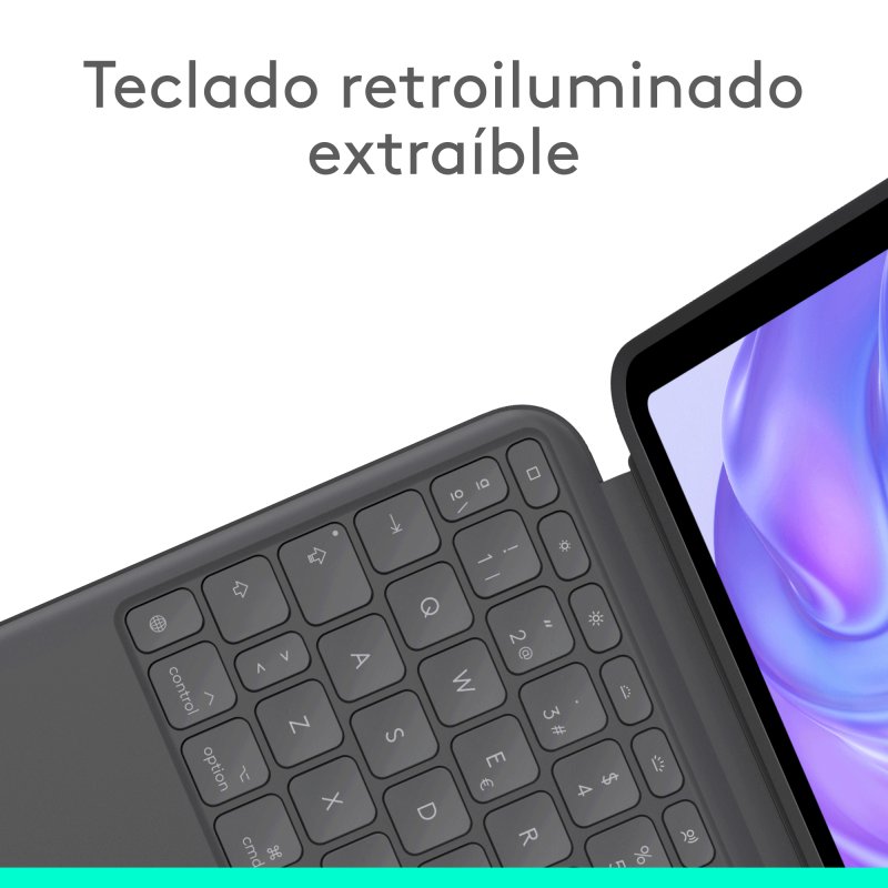 Detalle 2 de Logitech Combo Touch para iPad Pro 11 pulgadas (M4) - Funda con teclado en grafito y trackpad