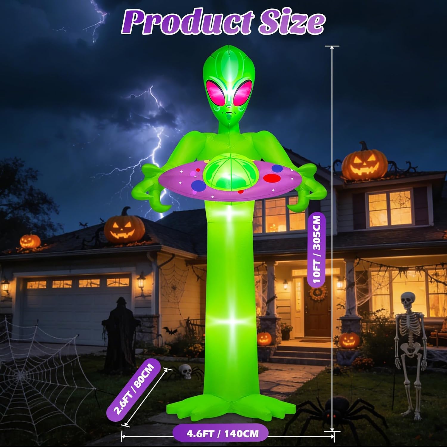 Detalle 2 de Danxilu H-Alien-001-10F 10-Foot Inflatable Alien with White LED Lights