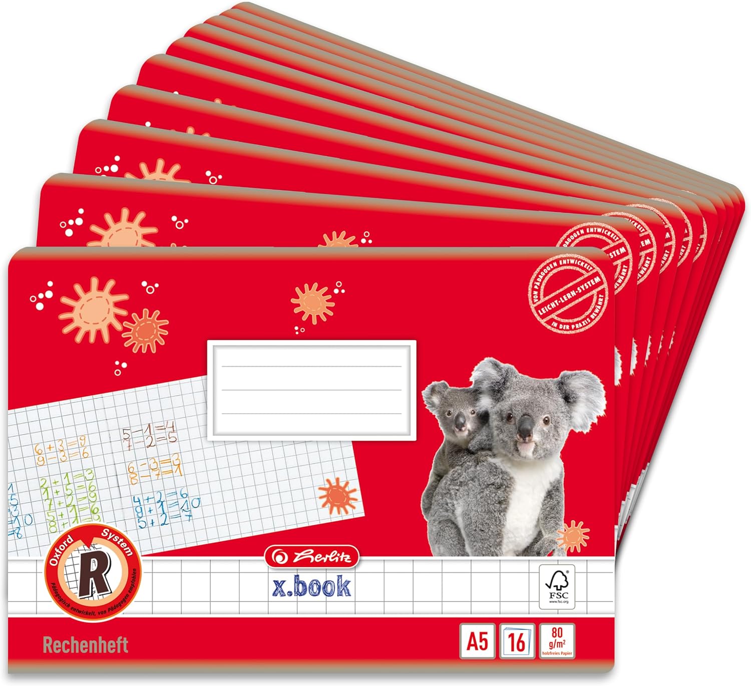 Detalle de Herlitz 1957786 räknehäften A5, rutnät 10 × 10 mm, 16 ark, 10-pack