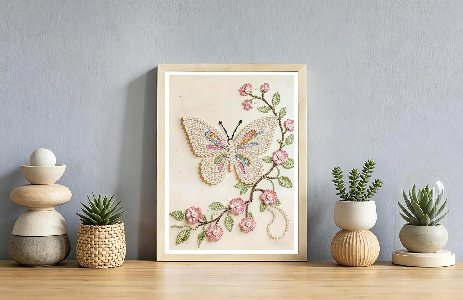 Detalle de DIYBEADDOT Butterfly Pearl Diamond Painting Kit, 12 x 16-Inch Special-Shape Art
