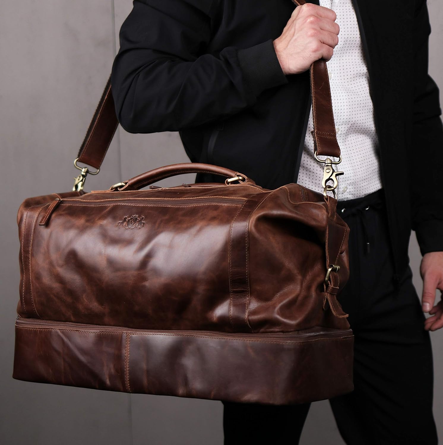 Detalle de SID & VAIN Kingston XL Weekender Real Leather Travel Bag