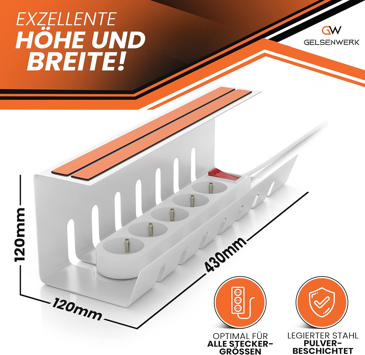 Detalle 2 de GELSENWERK Kabelkanal Schreibtisch 2er-Set