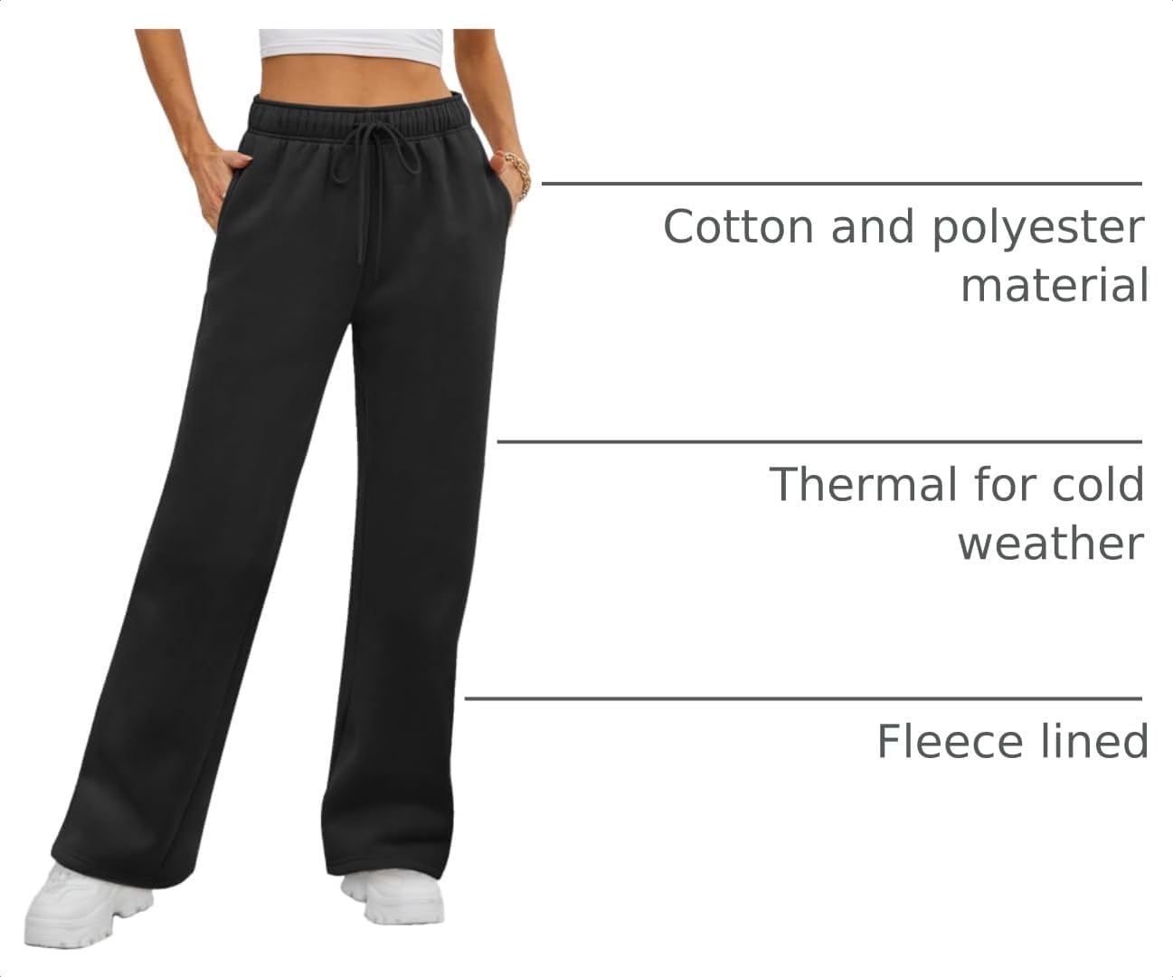 Thumbnail 3 de ATHMILE Women’s Fleece-Lined Baggy Sweatpants with Drawstring Waist and Straight-Leg Pockets