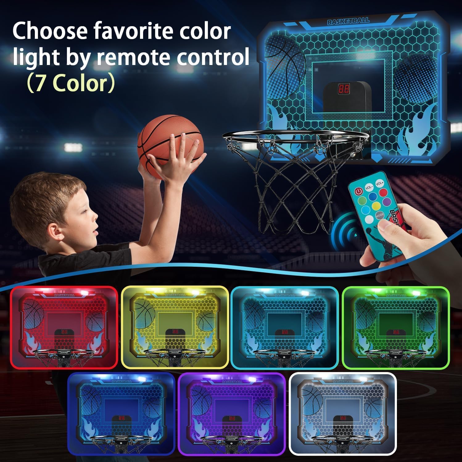Detalle de VROGTIK Indoor Basketball Hoop LED with Remote