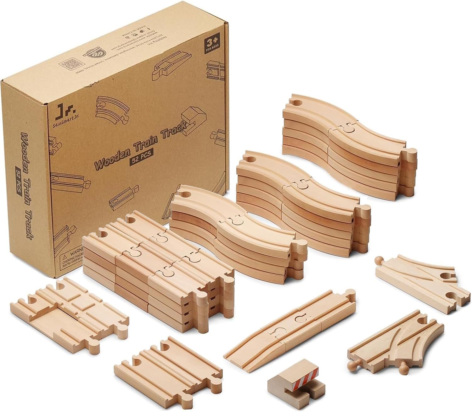 Detalle de SainSmart Jr. Ferrovia in legno 52 pezzi: estensione binario compatibile con le principali marche