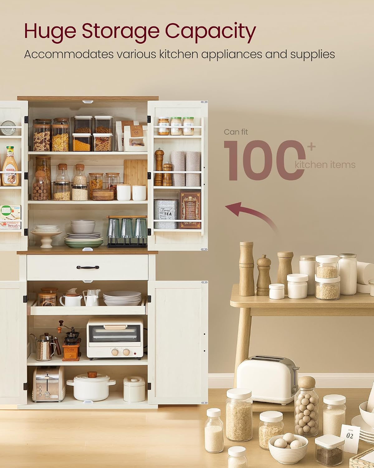 Detalle 1 de VASAGLE Pantry Cabinet, LIRY Collection