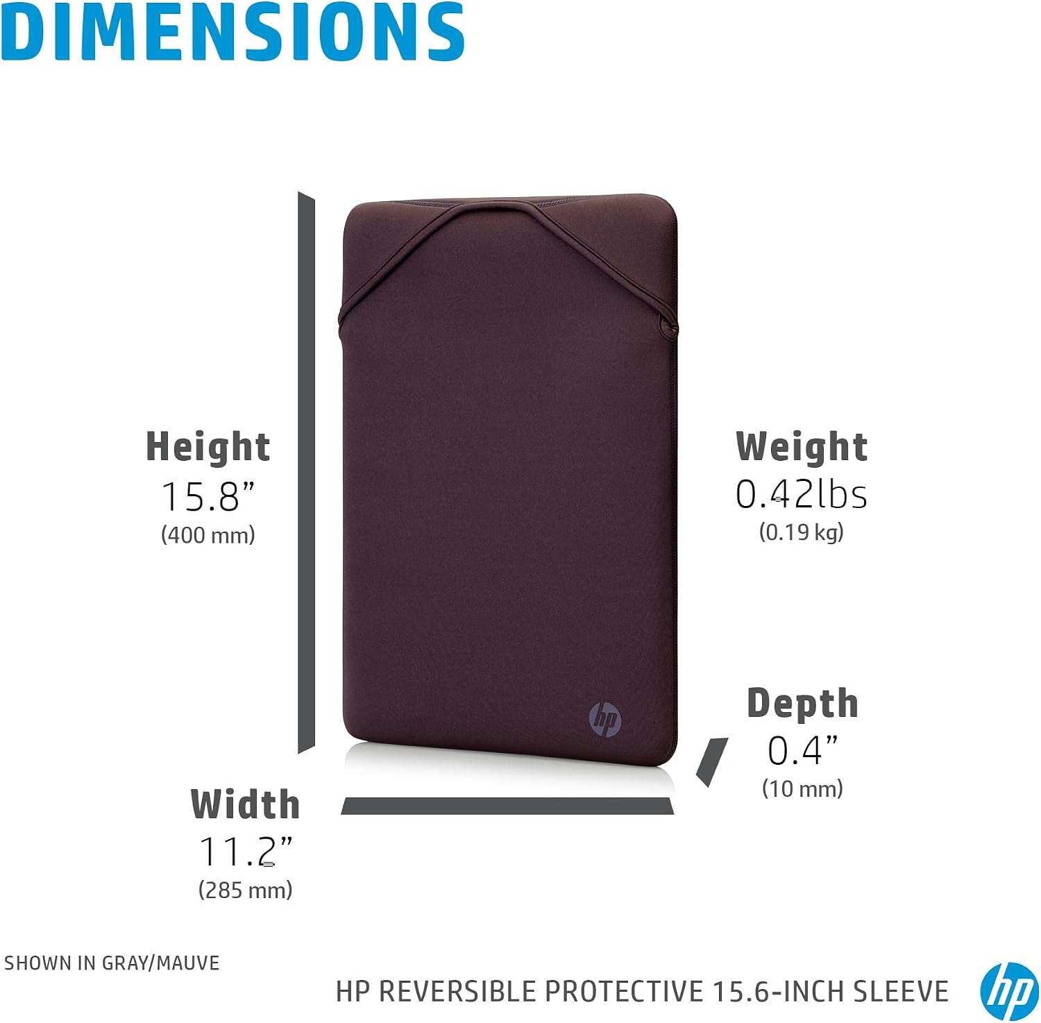Thumbnail 3 de HP 15.6 Inch Grey & Mauve Protective Reversible Sleeve Case