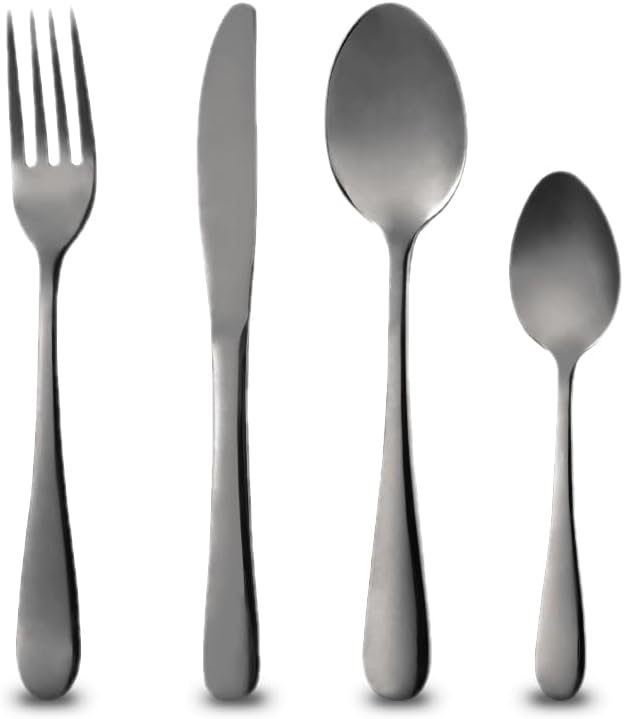BERGNER MUNICH - Cubiertos de Acero Inoxidable negro brillante 🍴