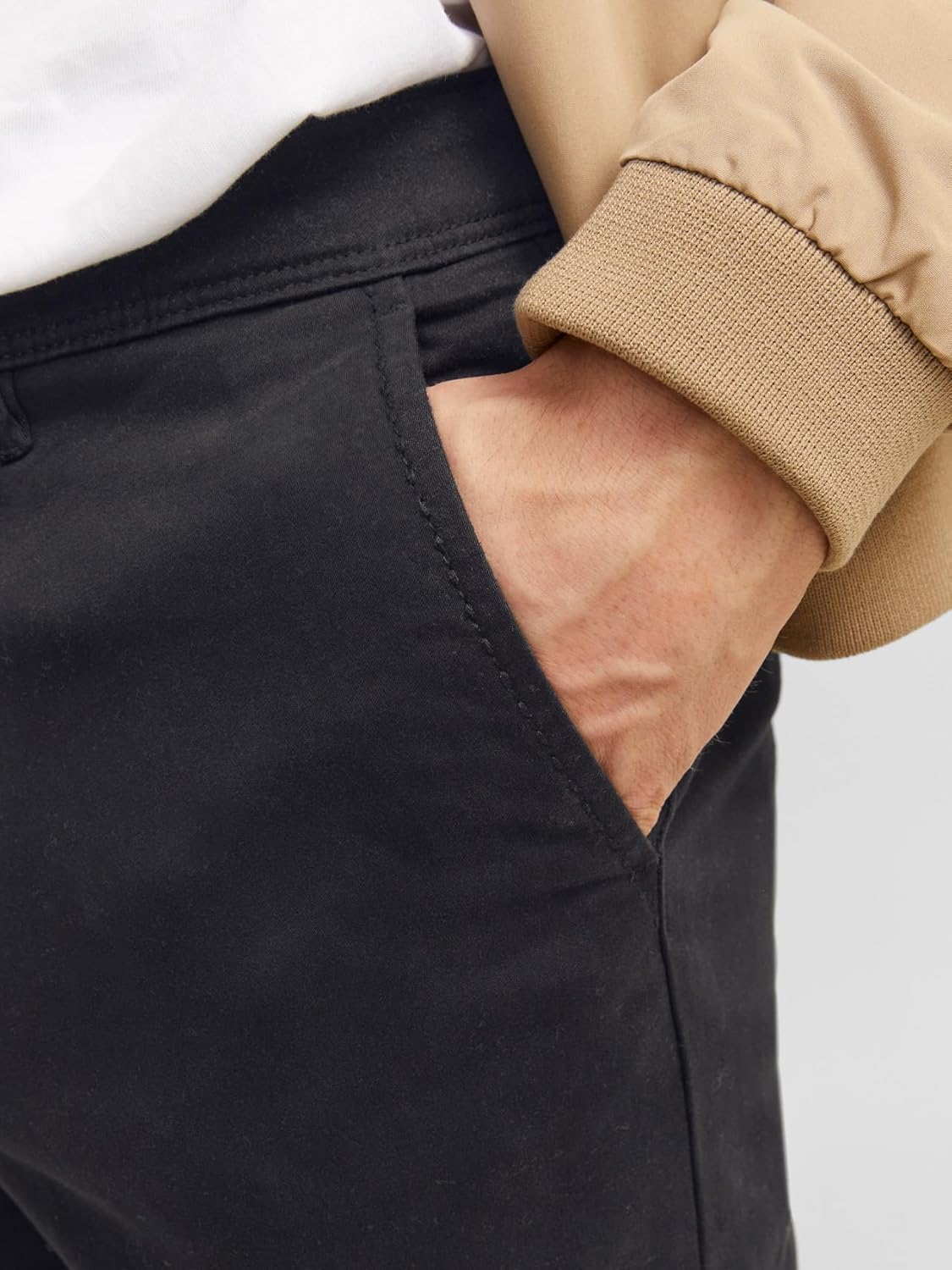 Detalle de Jack & Jones Jpstmarco Jjbowie Sa Black Noos: pantalón hombre slim en negro, 31W/32L