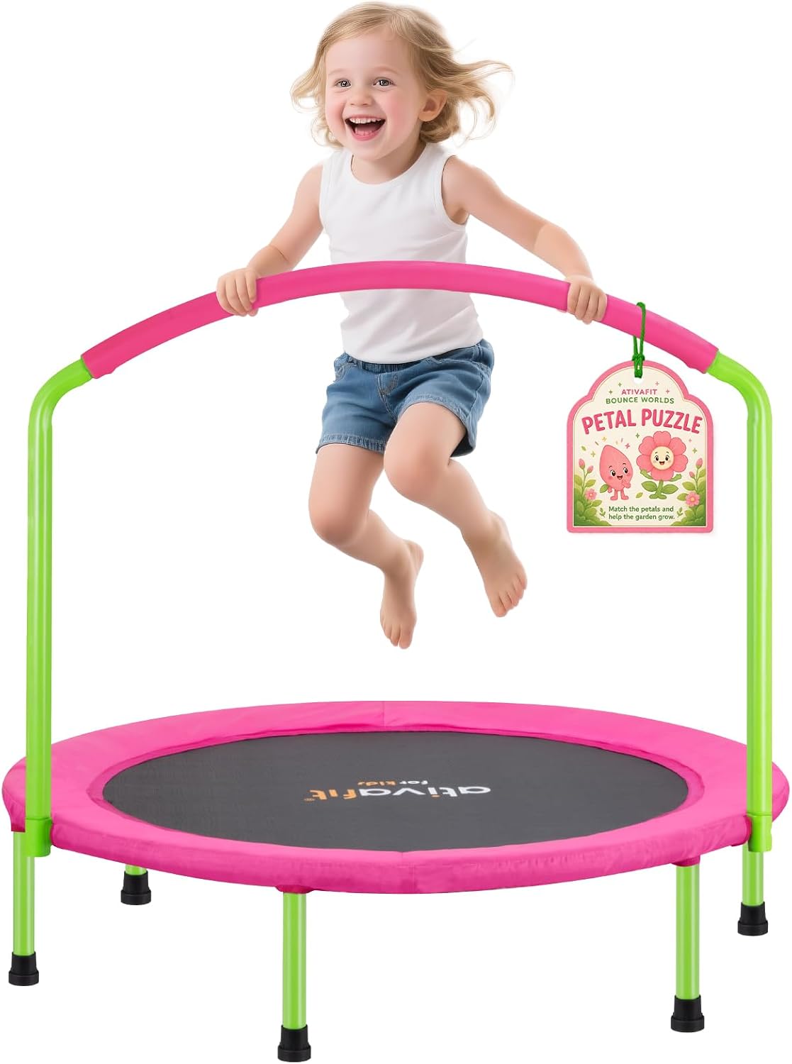 Detalle de Ativafit 36inch Elastic Band Big Handle Toddler Trampoline: Safe Indoor/Outdoor Fun for Ages 2-6