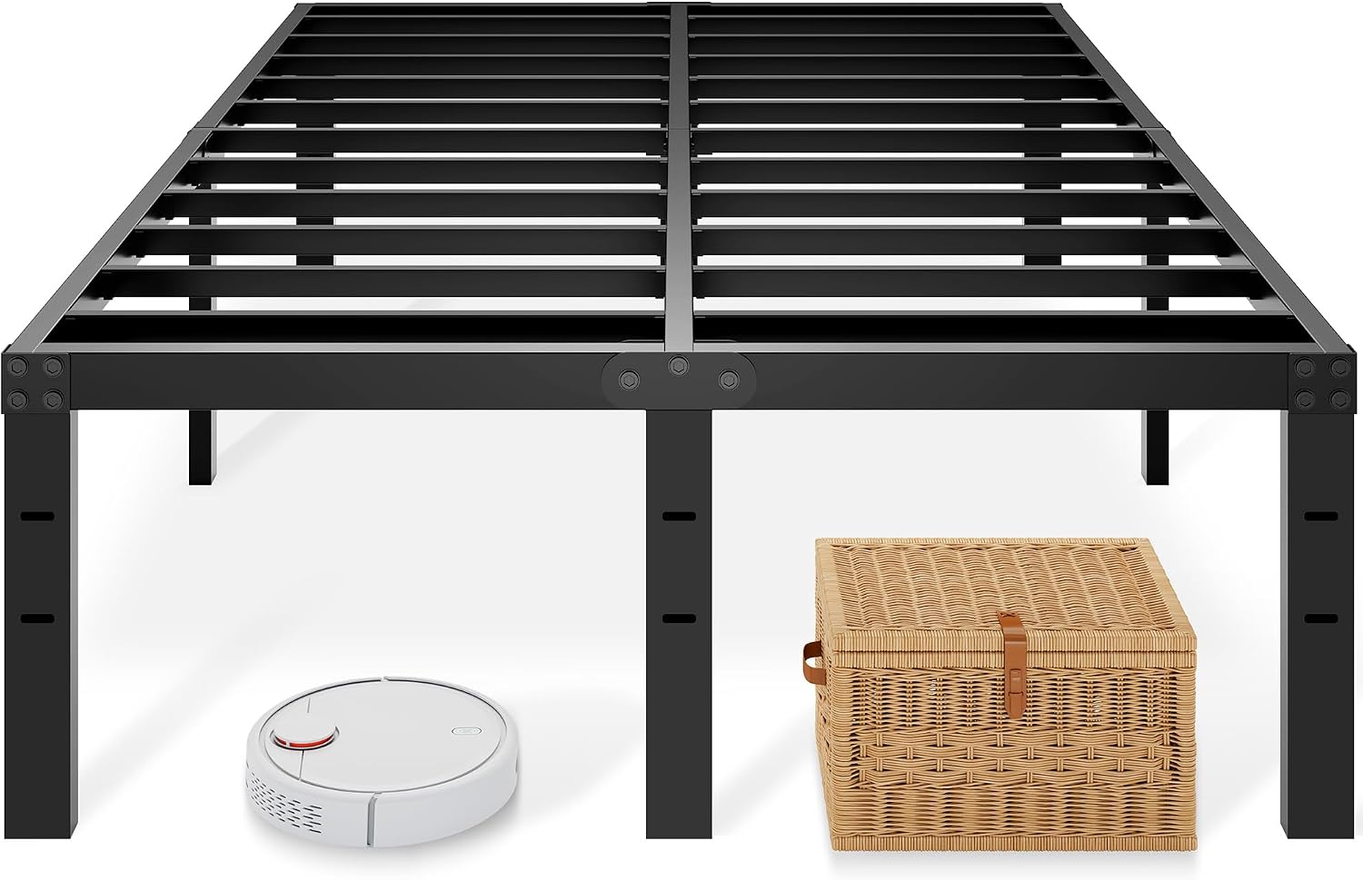 Detalle de Awesofurni King Size Bed Frame, 14-Inch Metal Platform with Underbed Storage
