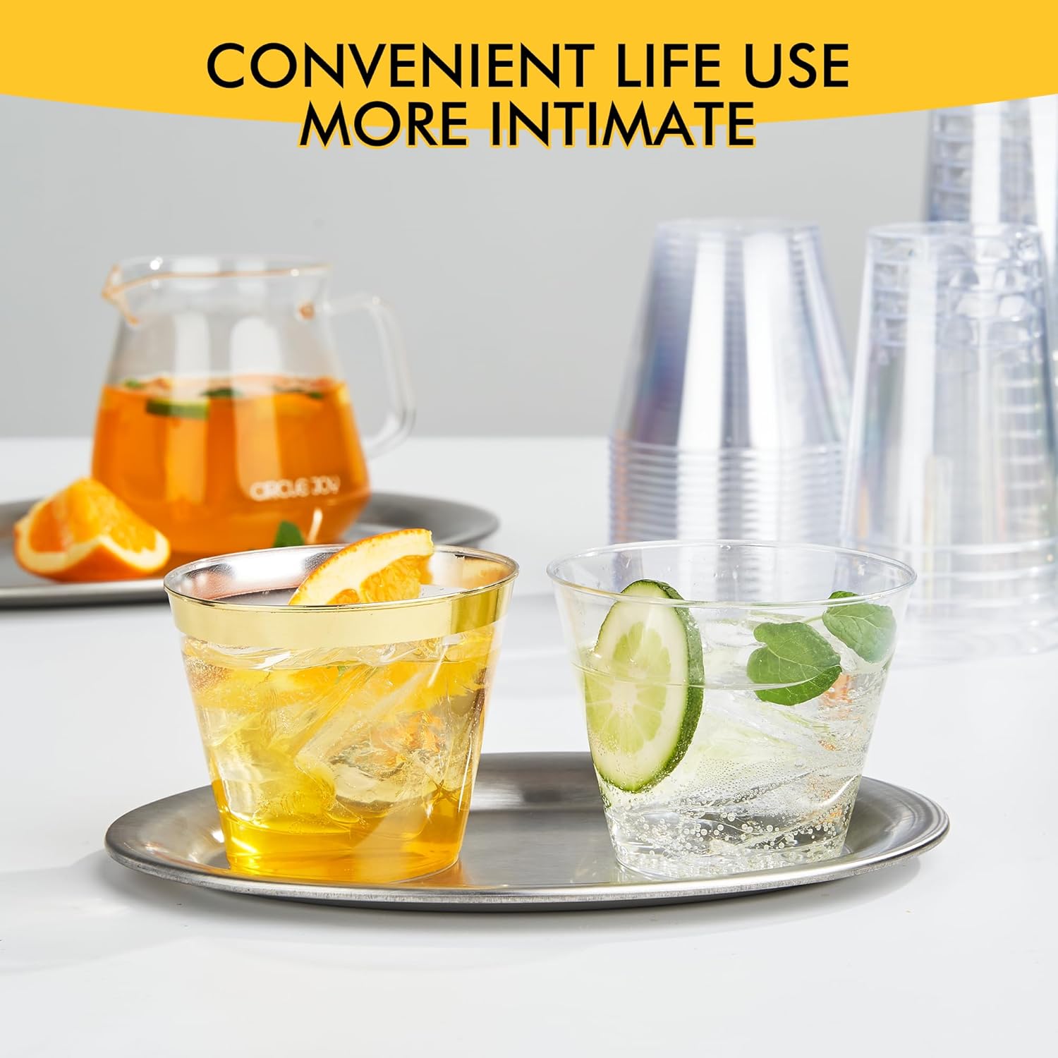 Thumbnail 6 de RACETOP 200 Pack 9 oz Clear Plastic Cups for Parties, Disposable Clear Cups for Wine & Cocktails