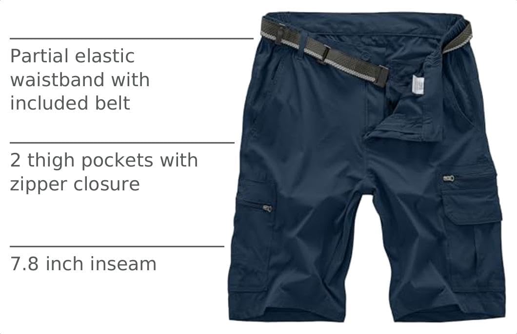Thumbnail 3 de Jessie Kidden Men's Outdoor Casual Expandable Waist Lightweight Water-Resistant Quick-Dry Shorts