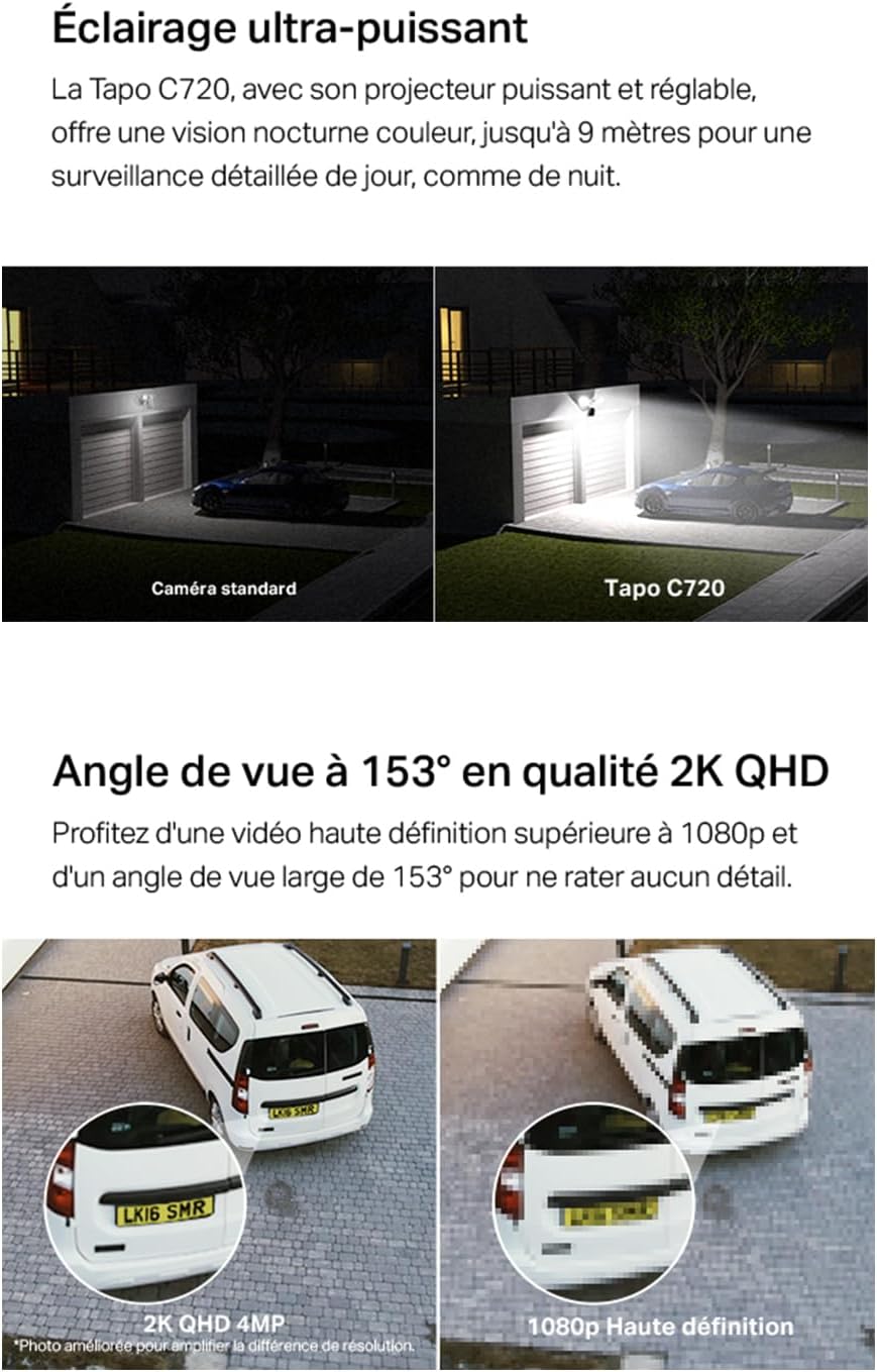 Thumbnail 1 de Tapo C720 : caméra de surveillance extérieure WiFi 2K 4 MP avec projecteurs LED et détections IA