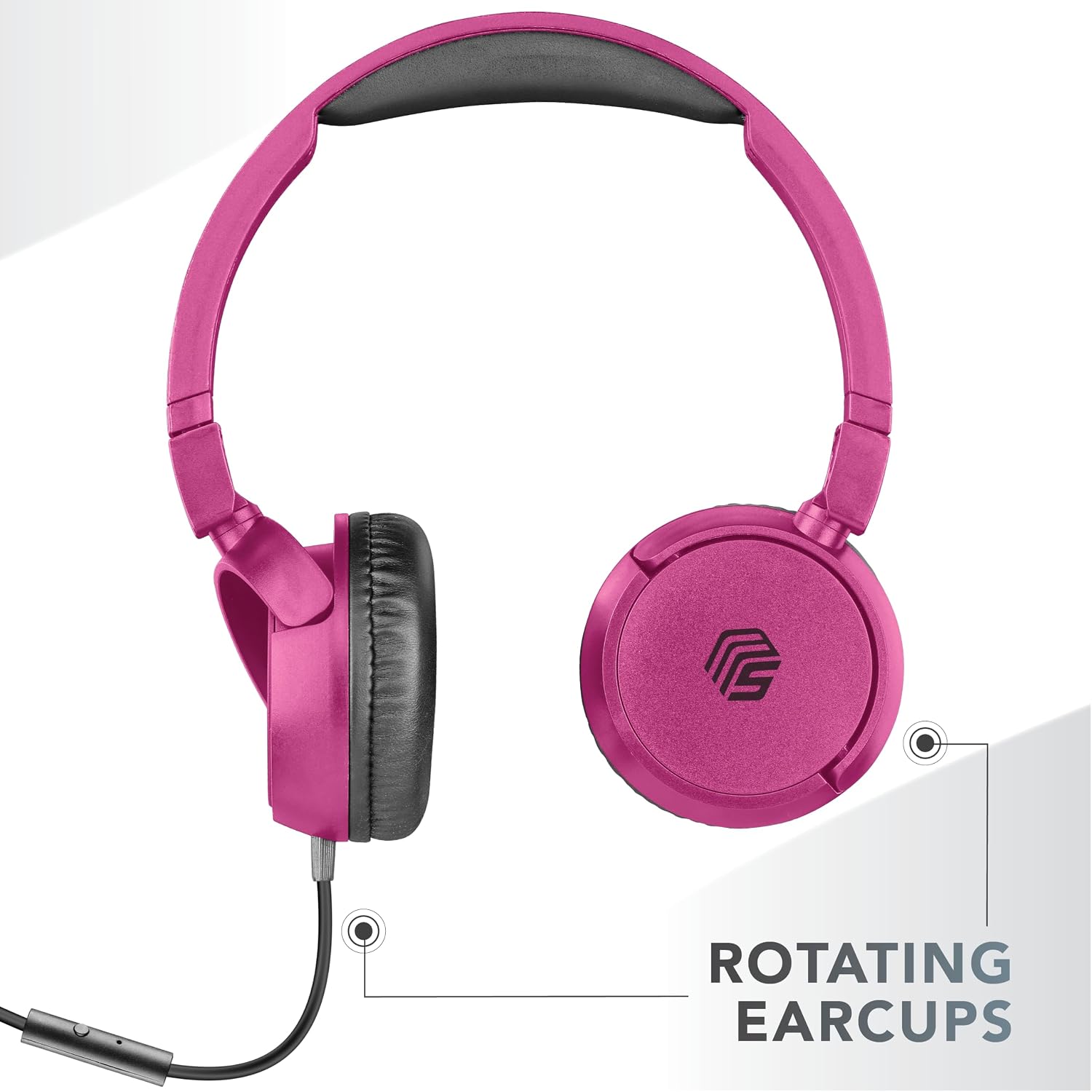 Detalle de Music Sound Casque Fil Basic — Supra-auriculaire, bandeau rétractable, micro intégré, câble anti-nœuds 1,2 m, rose