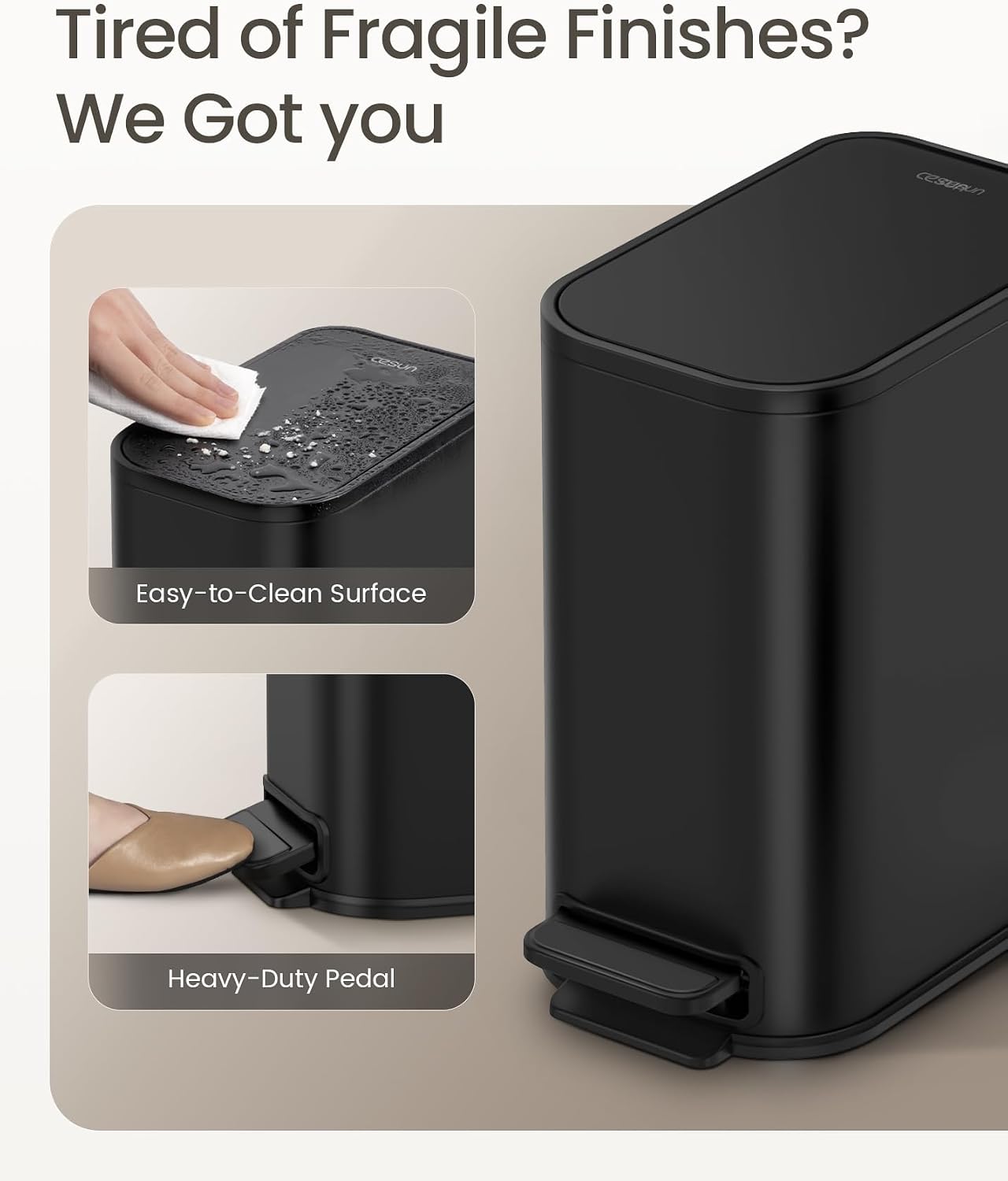 Detalle de Cesun Small Bathroom Trash Can, 1.3 gal