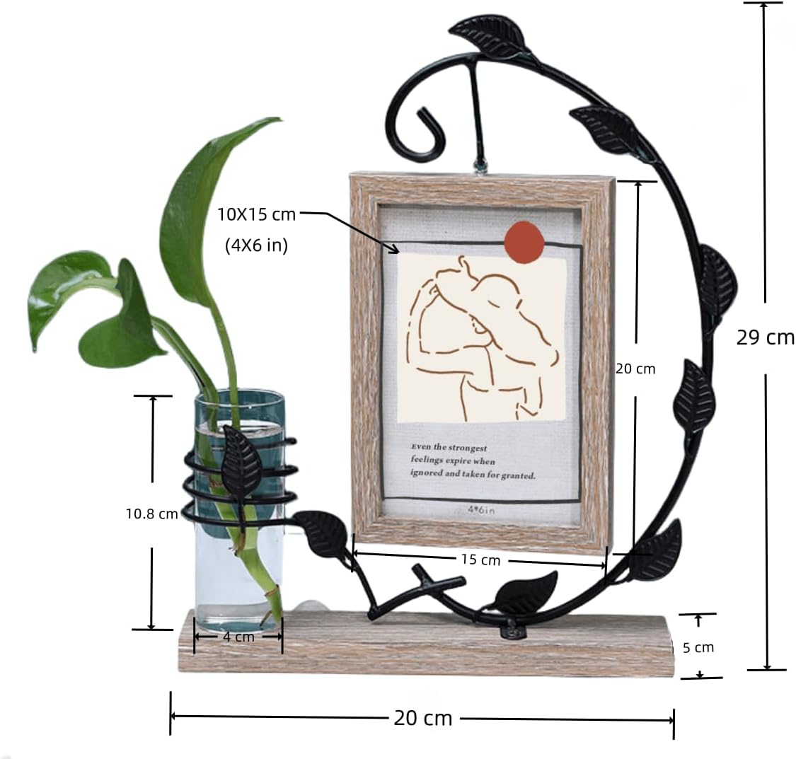 Thumbnail 1 de Lajiakoy Cadre photo 10x15 cm en bois noir avec vitre acrylique et support en métal (vase + arbre)