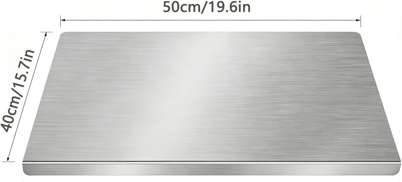 Detalle 2 de Jnfmiler Stainless Steel Cutting Board, Reversible 304 Steel, 40 x 50 cm