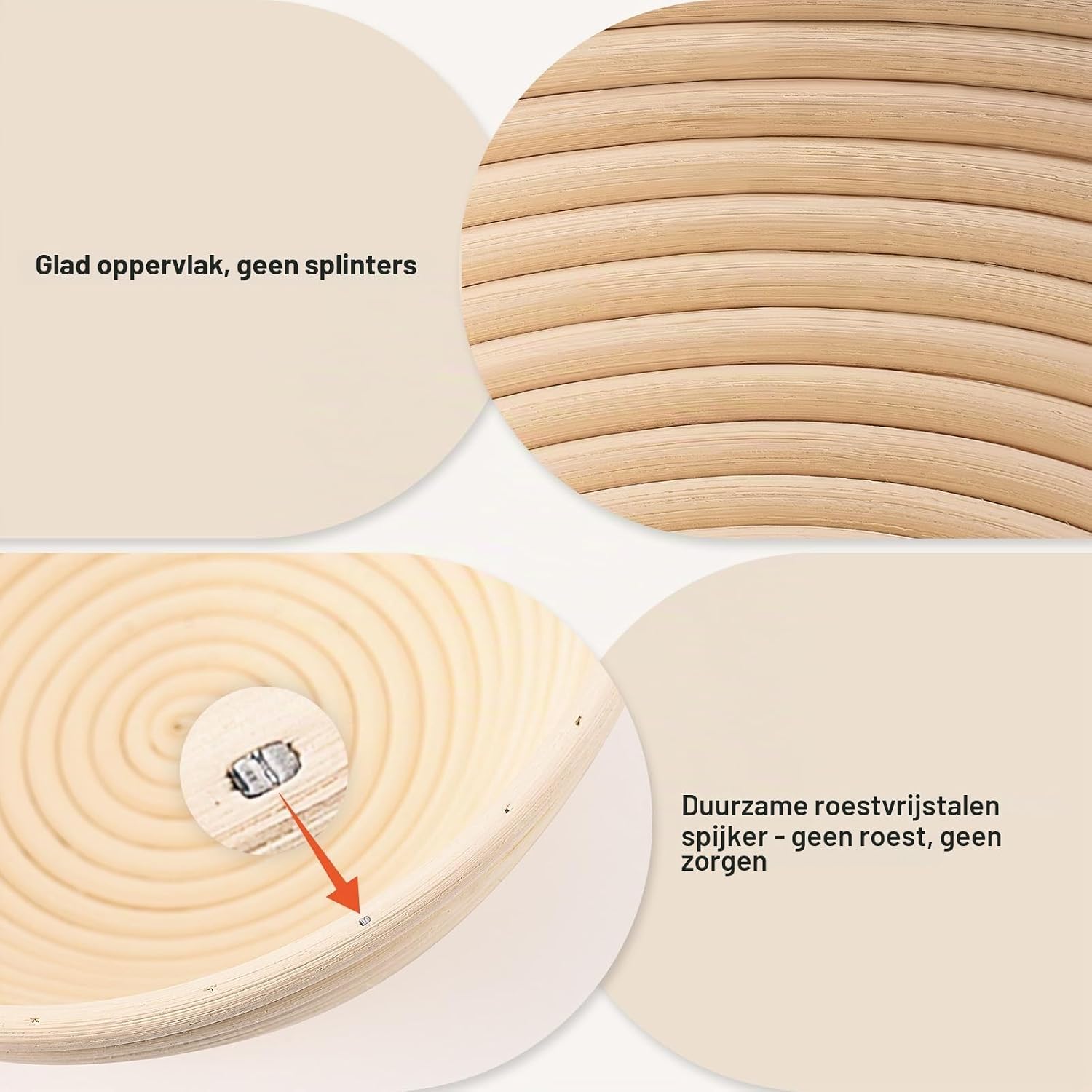 Thumbnail 1 de Apasiri Rattan Fermenting Bread Basket ovale rijsmand van rotan, 25 cm