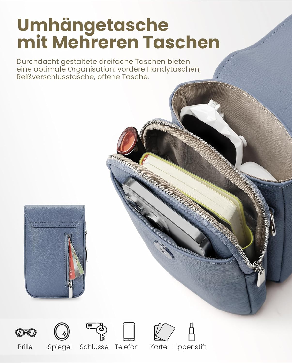 Detalle de befen Echtleder Handytasche zum Unhängen Damen mit RFID-Blockierung und Kartenfächern