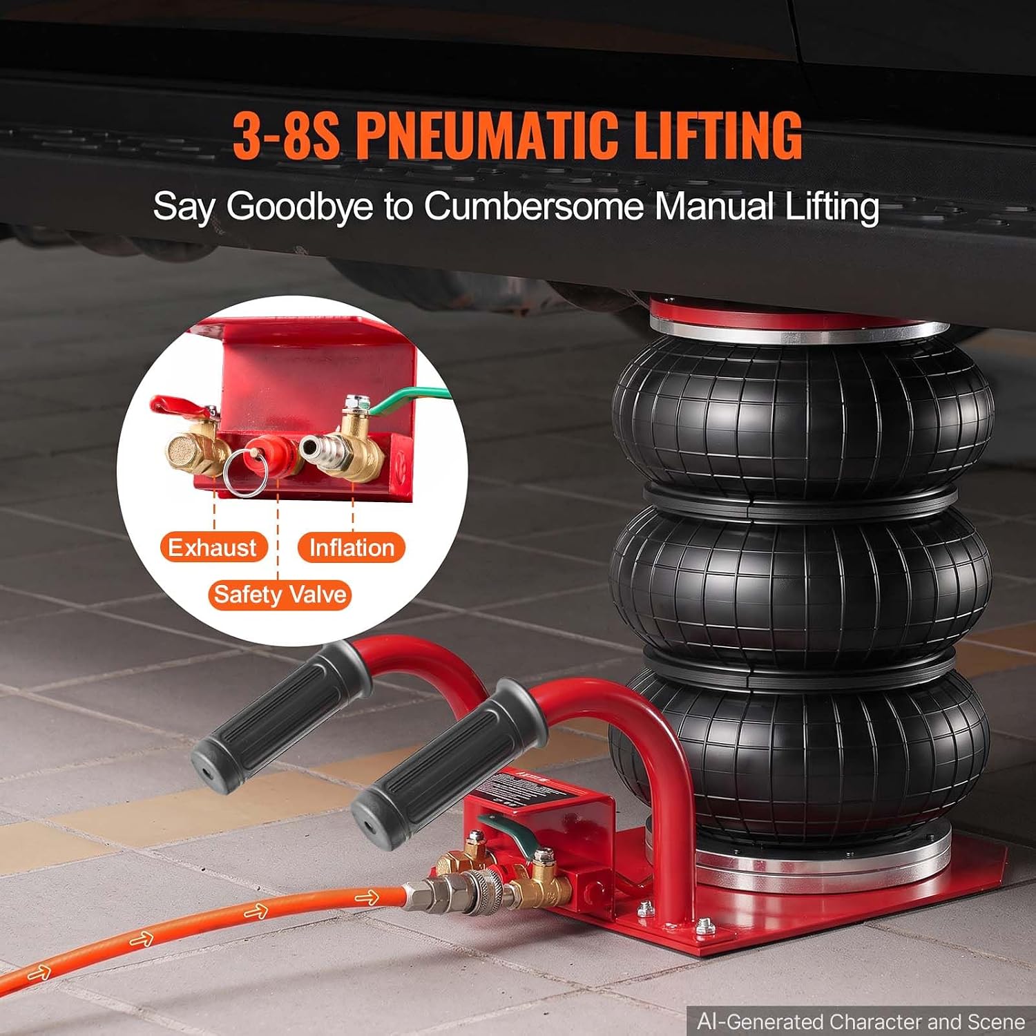 Detalle 2 de VEVOR Air Jack 3 Ton triple bag