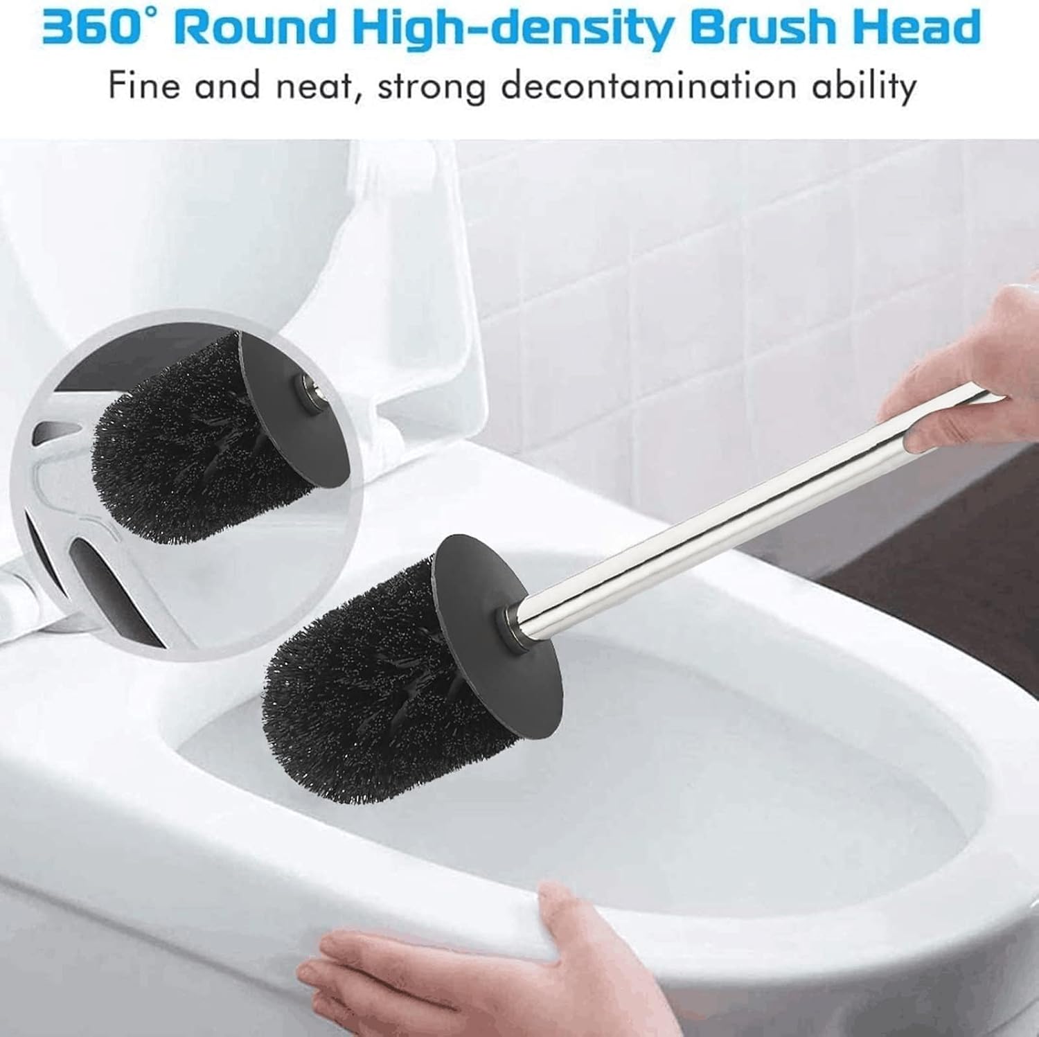 Thumbnail 3 de bgl Porte-brosse WC carré mural en acier inoxydable 304 (chromé) – tête de brosse remplaçable