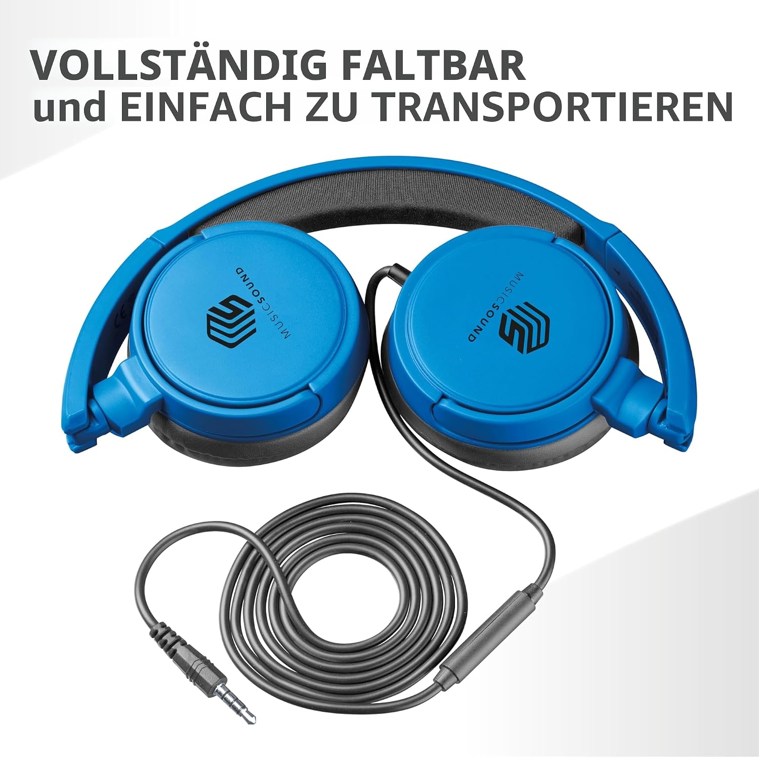 Thumbnail 4 de Music Sound Bügelkopfhörer mit Kabel (Over Ear) – faltbar, 1,2 m Anti-Tangle & Mikrofon, 3,5-mm Klinke in Blau