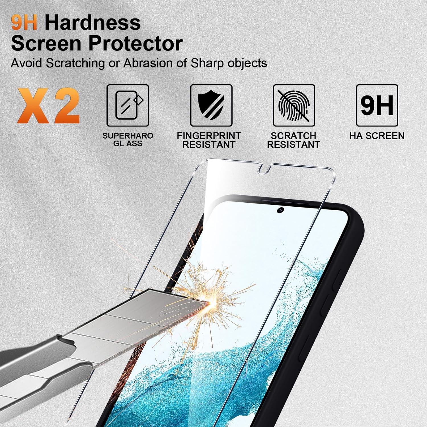 Detalle 1 de Viojrlra Coque Silicone Galaxy S22 5G 2 pièces