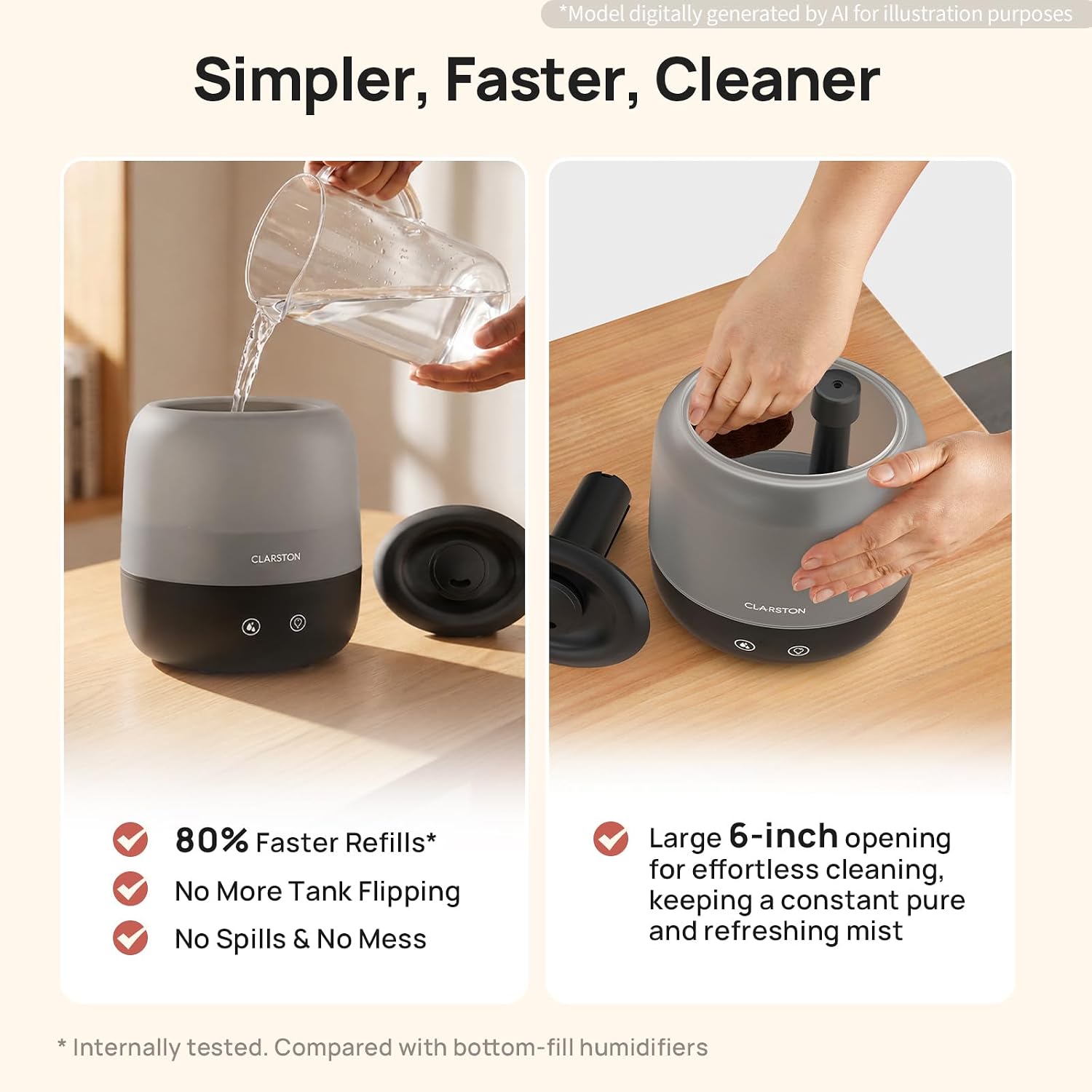 Thumbnail 6 de CLARSTON 10056 Cool Mist Humidifier, 2 L Top-Fill with 360° Nozzle
