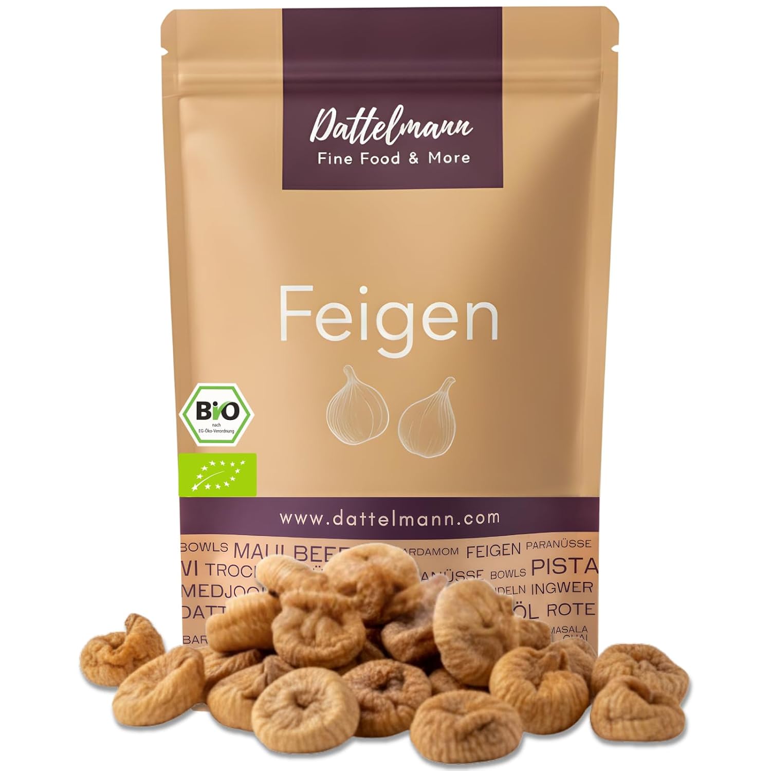 Detalle de DATTELMANN® Bio Feigen Getrocknet 500g – Ungesüßt, Ungeswefelt, ballaststoffreich