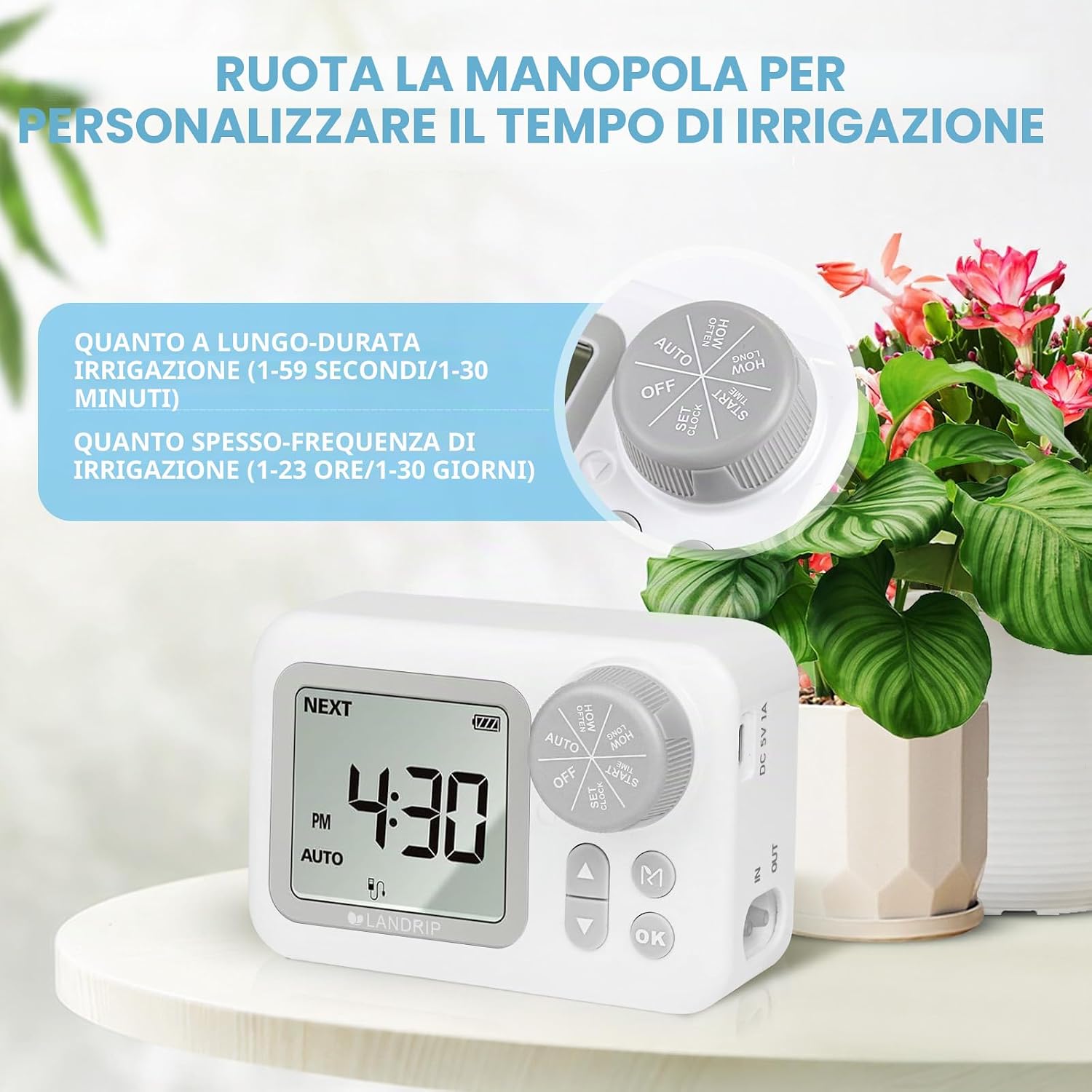 Detalle de Landrip Irrigazione Automatica Vasi: Kit per 15 Piante in Vaso con Controllo LCD
