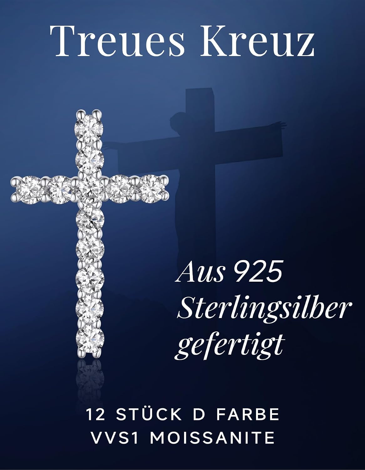 Thumbnail 2 de MomentWish Cross chain collar moissanite 1,2 ct ✝