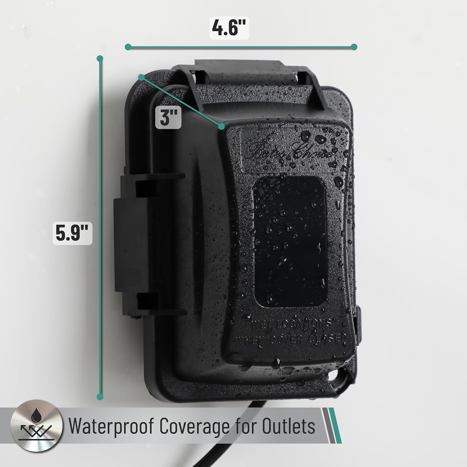 Thumbnail 3 de Bates Choice GQJF001B433VC Weatherproof 1-Gang Outdoor Outlet Cover, Black