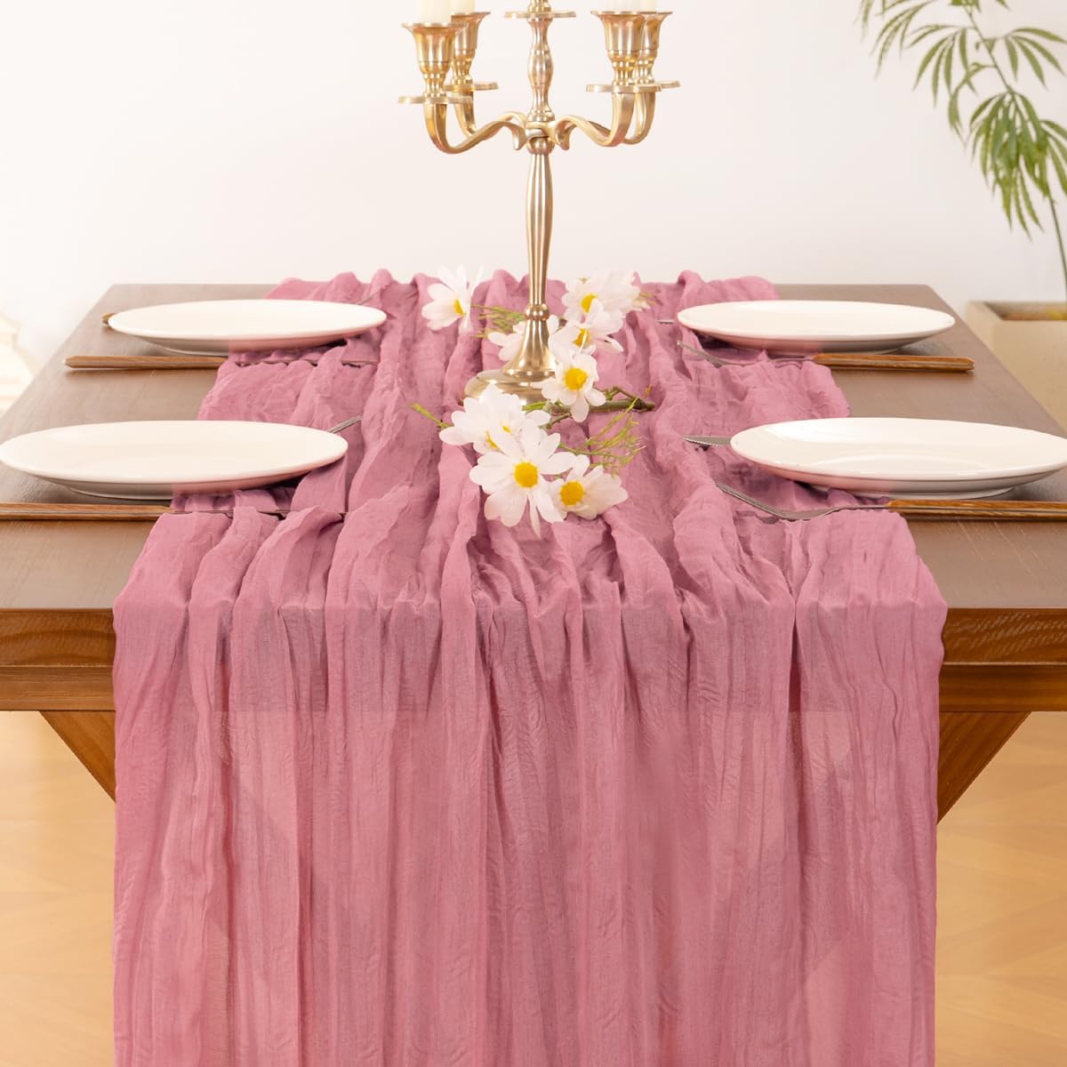 Thumbnail 4 de Socomi 10pcs Mauve Cheesecloth Table Runner 120in